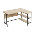 Bureau d'Angle en Bois avec Étagère Inférieure