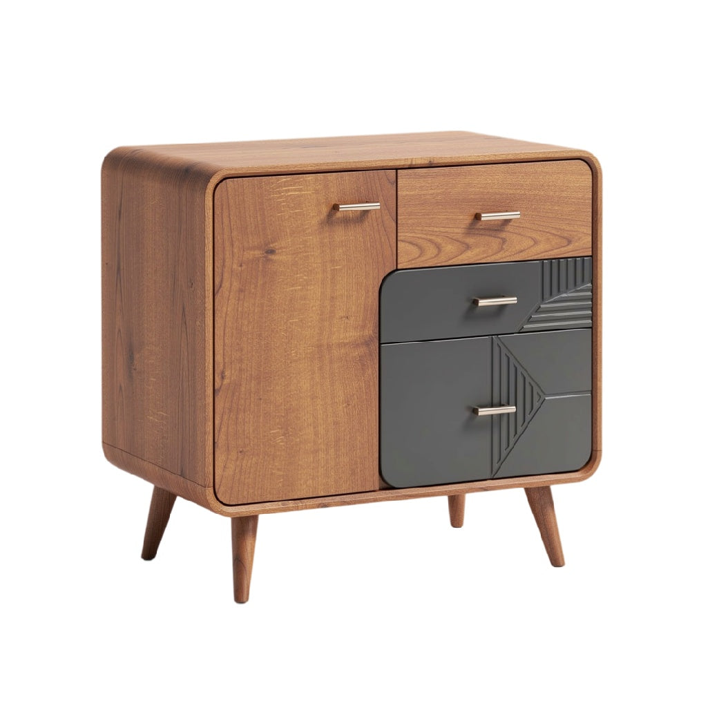 Commode en bois avec tiroirs et finitions modernes
