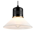 Suspension lumineuse moderne en métal noir et verre blanc