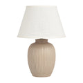 Lampe de table en céramique à abat-jour en tissu, design élégant avec texture striée