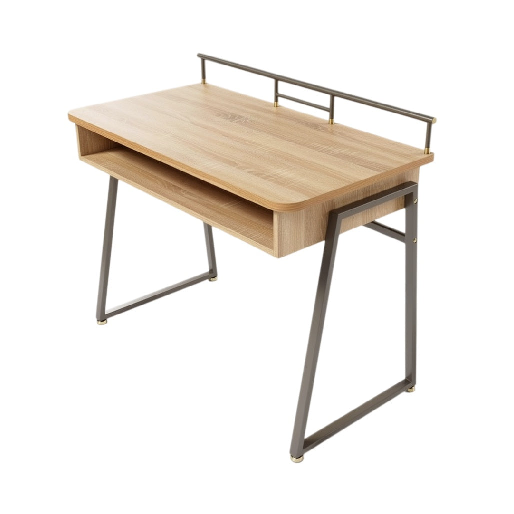 Bureau en bois avec structure métal, design moderne et fonctionnel